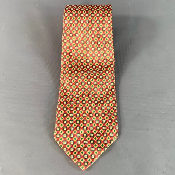 POLO by RALPH LAUREN Red Green Yellow Geometric Silk Tie - Picture 3 of 7